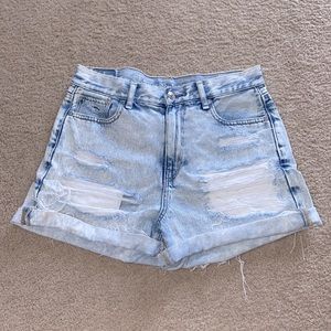 American Eagle High Rise Distressed Mom Shorts